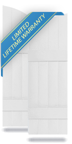 Lifetime Vinyl, Standard Four Board Joined w/ Archtop, Board-n-Batten Shutters, w/Installation Shutter-Lok's & Matching Screws (Per Pair)