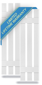 Lifetime Vinyl, Standard Three Board Spaced, Board-n-Batten Shutters, w/Installation Shutter-Lok's & Matching Screws (Per Pair)